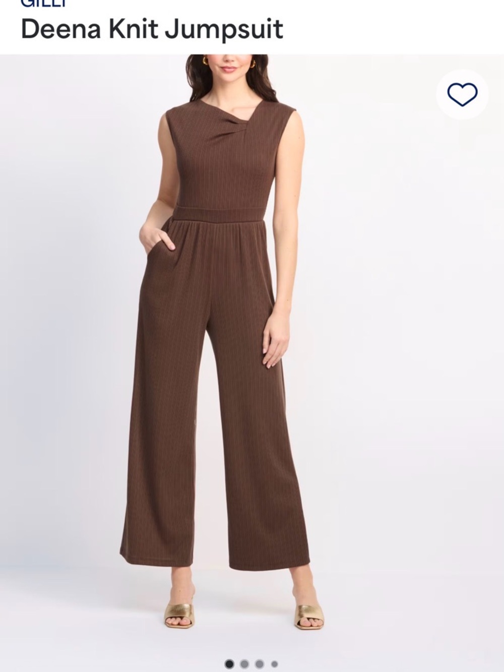 Gilli Brown Sleeveless Knit Wide-Leg Jumpsuit